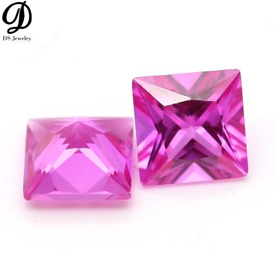 China High Quality Color Change 4x4~10x10mm Corundum Ruby Loose #3 Synthetic Red Stones Square Cut Synthetic Gems For Jewelry for sale