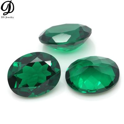 China Color Change Loose Gemstone 0/1 Emerald Green Oval Synthetic High Temperature Resistance Gemstones For Jewelry Making for sale