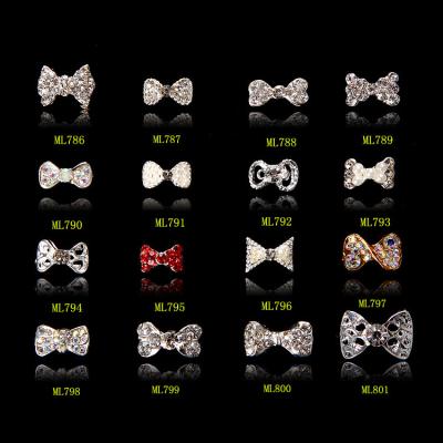 China Silver Bow Nail Art Decoration Alloy Jewelry Glitter Rhinestone ML786-801 for sale