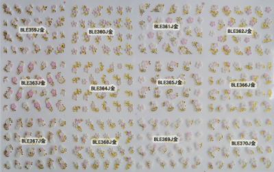 China Gold edge Gel Nail Art Supplier Nail Wraps Nail Sticker with butterfly-BLEJ359-370Gold for sale