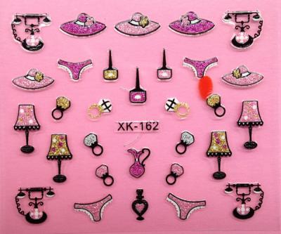 China Nail Art 3D Sticker Applique Lamp Hat Tel Bag Vase Girl XK162 Hot for sale