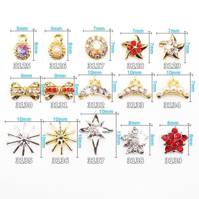 China Hot NEW Wholesale Alloy Jewelry 3D Nail Art Jewelry Nail rhinestones Sticker Supplier Number ML3125-3139 for sale