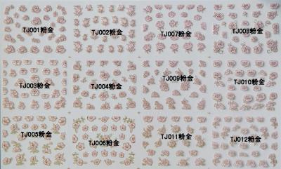 China Nail Art Stickers,Nail Art Decals, Water Slide Nail Stickers, (TJ01-12 pink gold) for sale