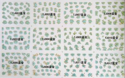 China Nail Art Stickers,Nail Art Decals, Water Slide Nail Stickers, (TJ01-12 blue gold) for sale