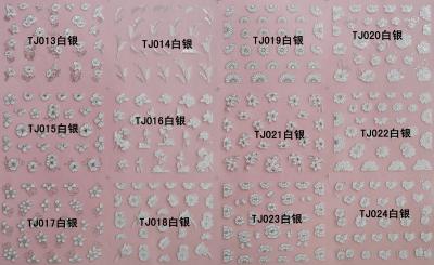 China Nail Art Stickers,Nail Art Decals, Water Slide Nail Stickers, (TJ013-024 white silver) for sale