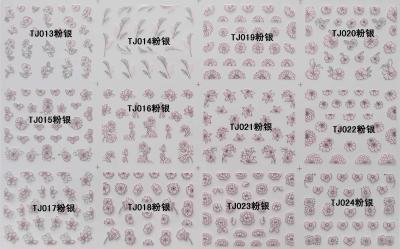 China Wholesaler Nail Art Stickers,Nail Art Decals, Water Slide Nail Stickers, (TJ013-024 pink silver) for sale