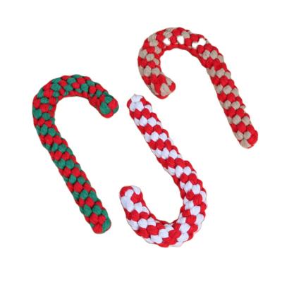 China Sustainable Christmas Toys Cotton Rope Chew Clean Teeth Bite-Resistant Cotton Toy Lollipop Interactive Rope Toys For Puppies for sale