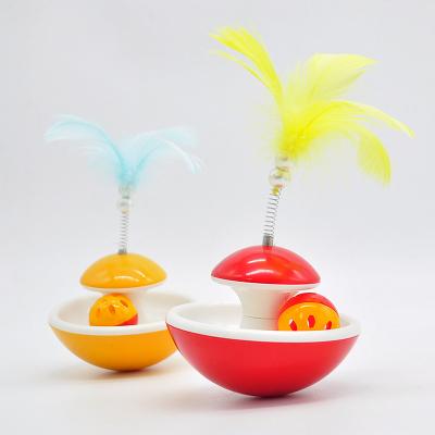 China Wholesale Viable Cat Toy Tumbler Fairy Feather Bell Tickling Funny Cat Stick Bell Ball Spring Toy for Cat for sale