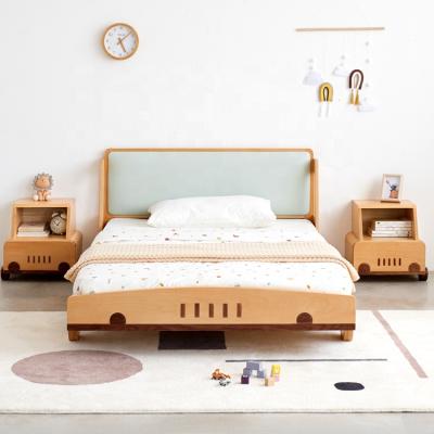 China E2019 Nordic Style Solid Wood Boys Bedroom Furniture Car Shaped Bed Children's Bed for sale