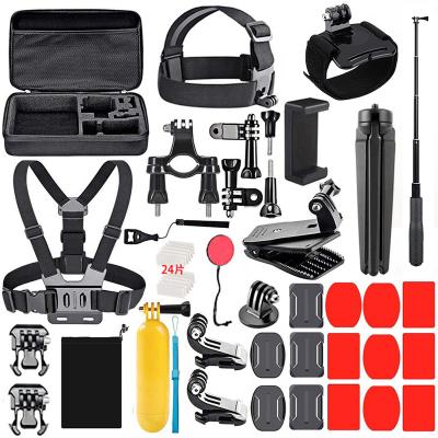 China Aluminum alloy + plastic high quality hot sale 59 in 1 set action camera accessories for Gopro for sale