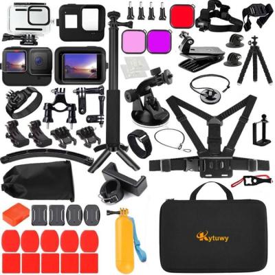 China ABS+PC+EVA 62 in 1 original 62-in-1 action and sports Gopros camera accessories combo kit for gorpo hero 10 9 go pro accessory set for sale