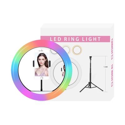 China PORTABLE Selfie with Tripod Stand 140CMtripod 360 Degree Rotation Tripod Head 10 Inch RGB Ring Light for sale