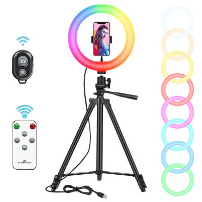 China Iron Pipe + LED Light + ABS Amazon Best Selling 10 Inch RGB Light Ring Light with Tripod Stand Fill Light for Make Up for sale