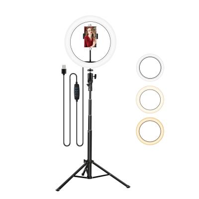 China Adjustable Brightness 10 Inch LED Ring Light with Tripod Stand Dimmable Ringlight Photography Makeup Ring Light Lamp for sale