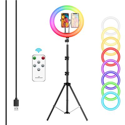 China Adjustable Glow Beauty Ring Light 12 Inch Tiktok Youtube Photographic Selfie RGB Video Led Ring Light With Tripod Stand for sale