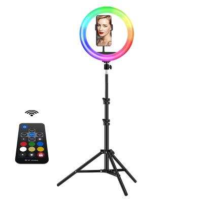 China Inch ABS+Aluminum 12 LED Ring Light plus Stand 3200K-5500K Dimmable Tripod Desktop Ring Light for Makeup Live YouTube Video for sale