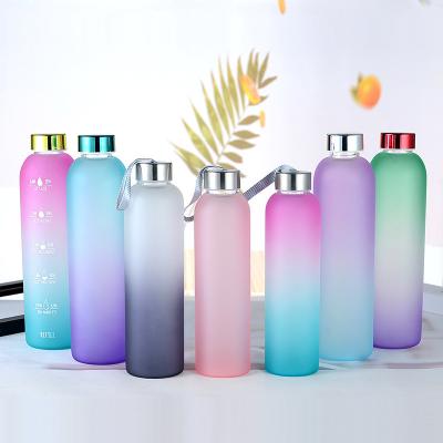 China Wholesale Hot Sale Customized Viable Leak Proof Frosted Glass Bottles 1000ml Drinking Water Bottle for sale