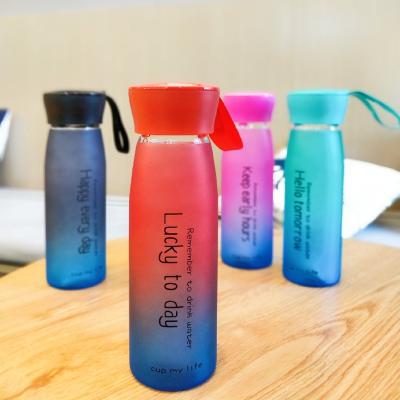 China Sustainable Outdoor Sports Glass Bottle Custom High Borosilicate Color Changing Frosted Glass Water Bottles For Sport for sale