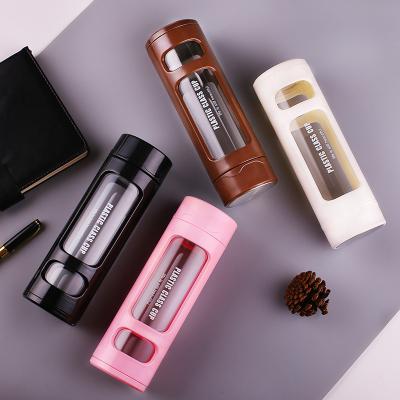 China 2022 Glass Water Bottles Sustainable Clear Glass Water Shaker Bottle With Stainless Steel Tea Infuser for sale