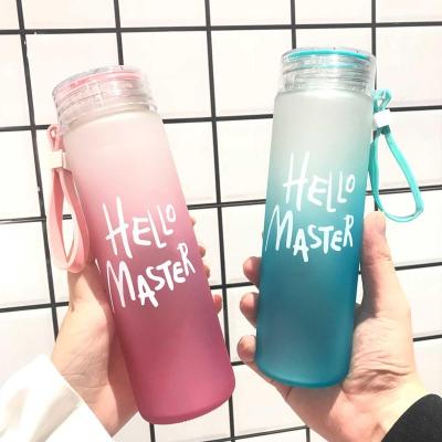 China Sustainable 400ml BPA Free Glass Frosted Creative Bottle Eco-Friendly Water Bottle With Custom Logo for sale