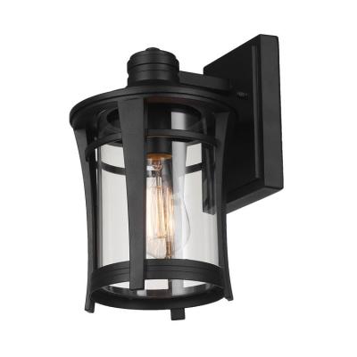 China Tempered Glass Exterior Lights Outdoor Garden Lantern Lamp Black Wall Light Waterproof for sale