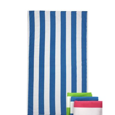 China China Supplier Compressed Free Quick Dry Portable Digital Printing Colorful Stripe Microfiber Beach Towel With Bag for sale