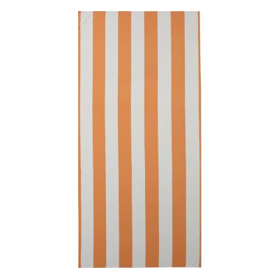 China Compressed Recycled Custom Printed Microfiber Hot Sale Soft Striped Shack Sand Free Printed Beach Towel With Mesh Bag for sale