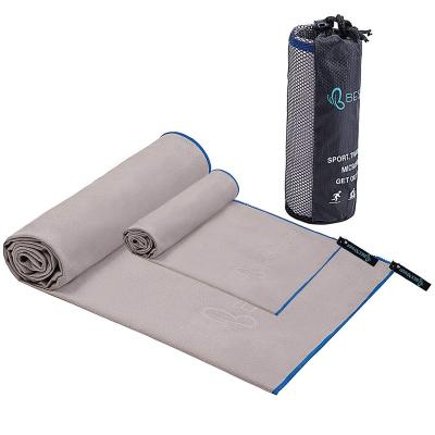 China Best Selling Compressed Gym Fitness Sets Custom Logo Soft Portable Microfiber Sports Towel With Mesh Bag for sale