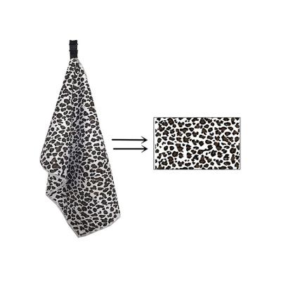 China Other High Quality Recycled Microfiber Fabric Digital Printed Waffle Golf Towels Custom Logo With Leopard Design for sale