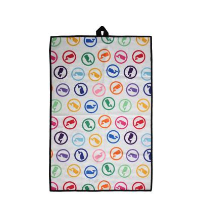 China Sustainable Microfiber Golf Waffle Weave Towel Digitally Printed With Custom Logo for sale