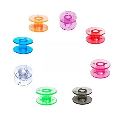 China Whole Sale High Quality Multi Color Sewing Thread Spools Household Sewing Machine Accessories Transparent Plastic Empty Thread Storage for sale