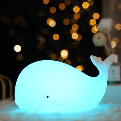 China Night light the new 2022 whale night light little girl sleep to recharge on the head of a bed silica gel lamp for sale