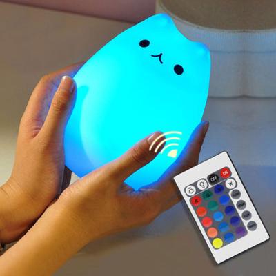 China USB Charging Section 7 Colors Silicone Modern Night Light Plutus Pets Cat Bedroom LED Lights for sale