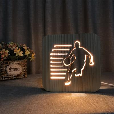 China 3D 7 colors newest design wooden craft night light children support pattern flashing customization good price for sale