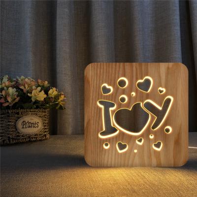 China 3D 7 Colors High Quality Wooden Frame Eco-friendly 3D Christmas Night Flashing Light From Manufacturer for sale