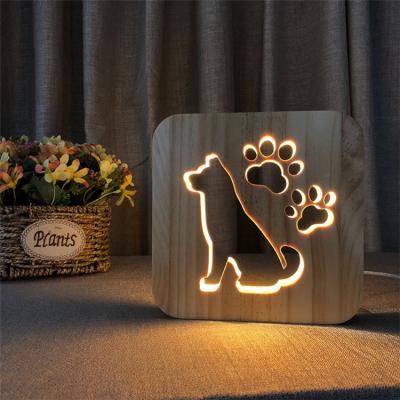 China 3D 7 Colors Newest Design Good Price Cafe Small Child Wooden Night Light Circuits Flashing Design for sale