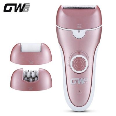 China Household 3 in 1 Cordless Women Epilator Female Hair Removal Waxing Machine Electric Lady Callus Remover Depilador Razor for sale