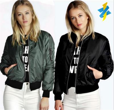 China WholesaleCollar Breathable Ribbed Cuff Edge Bomber Ladies Jackets for sale