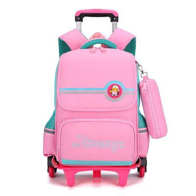 China Waterproof Student Backpack Schoolbag Trolley Bags For Kids School Bags With Wheeled Trolley for sale