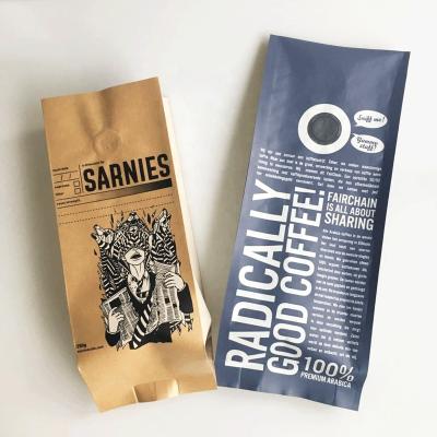 China Custom Printed Biodegradable Compostable Paper Pouch Recyclable Side Gusset Kraft Paper Bags Coffee Packaging With Valve for sale