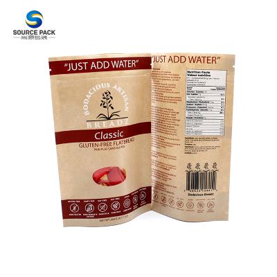 China Wholesale Recycled food grade kraft paper bag high quality resealable logo ziplock kraft paper kraft paper bag for sale