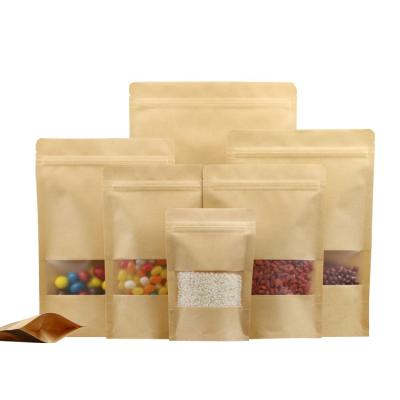 China Recycled Materials Smell Proof Heat Seal Printed Brown Kraft Paper Sachet Bag for sale