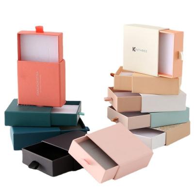 China Many Recyclable Luxury Magnetic Packaging Custom Jewelry Necklace Gift Box Foldable Color Paper Box Small Lid for sale