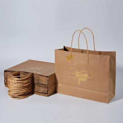 China Brown Recyclable Eco Friendly Recyclable Shopping Thank You Paper Bag With Handles for sale