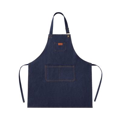 China Cooling Chef Women's Bibbed Barbeque Multi Pocket Adjustable Apron denim apron black for sale