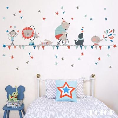 China Handsome Cartoon WALL STICKER Wholesale Animal Vinyl Circus Wall Sticker Adhesive Decal For Kids Room for sale