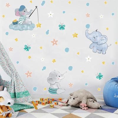 China WALL STICKER Cartoon Elephant Home Decor Wall Sticker Kids Room Baby Bedroom Animal Wall Decal Small for sale