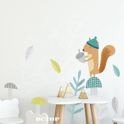 China Creative Cartoon Fox And Squirrel PVC Wall Sticker Creative Self Adhesive Decoration For Kids Room for sale