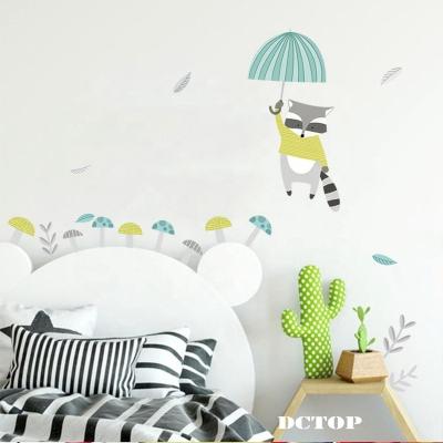 China Creative Cartoon Fox And Squirrel PVC Wall Sticker Creative Self Adhesive Decoration For Kids Room for sale