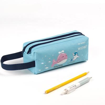 China Fashion Stationery Creative Double Oxford\Comfortable Cartoon\Durable Pencil Bag Sase Double Zipper Storage Case Handbag Leather Cloth Large Pencil Case Pouch for sale